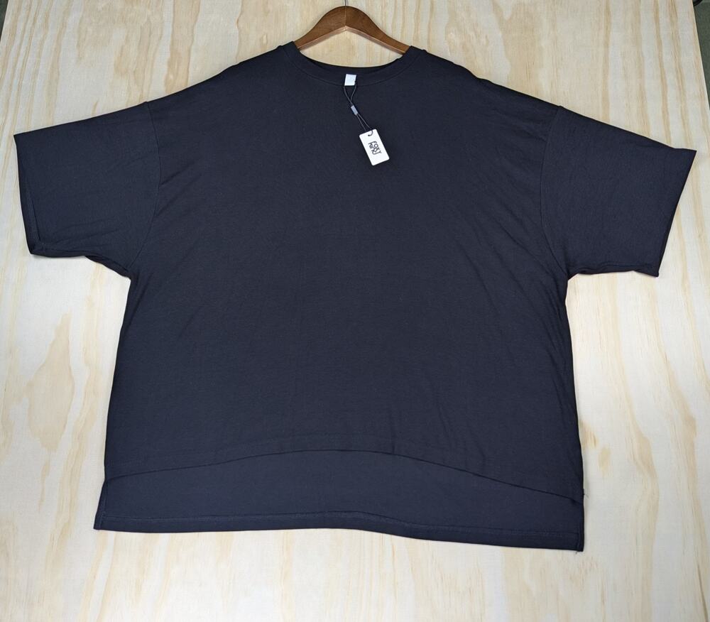 Foxy Kind Women's Small/Medium Black Ribbed Knit Oversized Hi-Low T-Shirt NWT